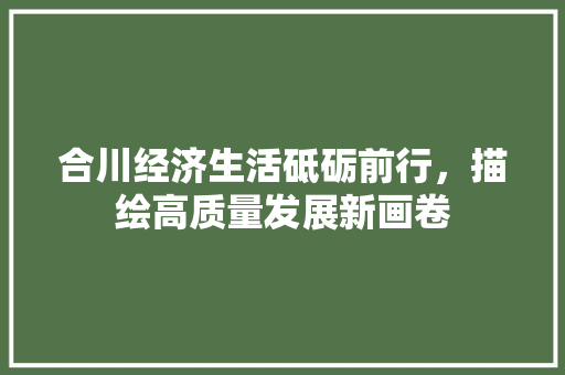 合川经济生活砥砺前行,描绘高质量发展新画卷 合川经济生活砥砺前行,描绘高质量发展新画卷