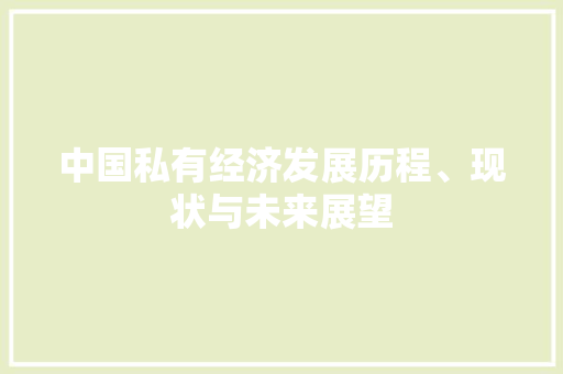 中国私有经济发展历程、现状与未来展望 中国私有经济发展历程、现状与未来展望