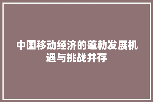 中国移动经济的蓬勃发展机遇与挑战并存 中国移动经济的蓬勃发展机遇与挑战并存