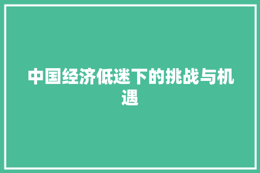 中国经济低迷下的挑战与机遇 中国经济低迷下的挑战与机遇