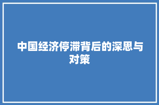 中国经济停滞背后的深思与对策 中国经济停滞背后的深思与对策