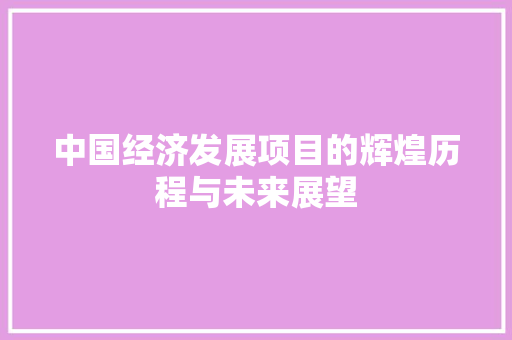 中国经济发展项目的辉煌历程与未来展望 中国经济发展项目的辉煌历程与未来展望