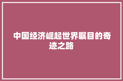 中国经济崛起世界瞩目的奇迹之路 中国经济崛起世界瞩目的奇迹之路