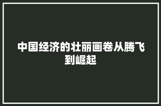 中国经济的壮丽画卷从腾飞到崛起 中国经济的壮丽画卷从腾飞到崛起