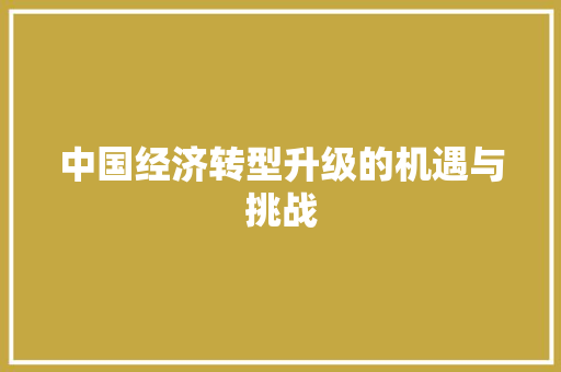 中国经济转型升级的机遇与挑战 中国经济转型升级的机遇与挑战