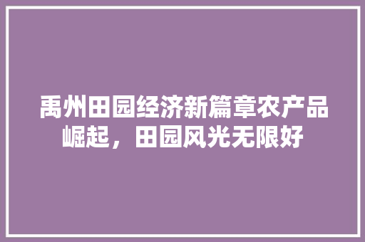 禹州田园经济新篇章农产品崛起，田园风光无限好