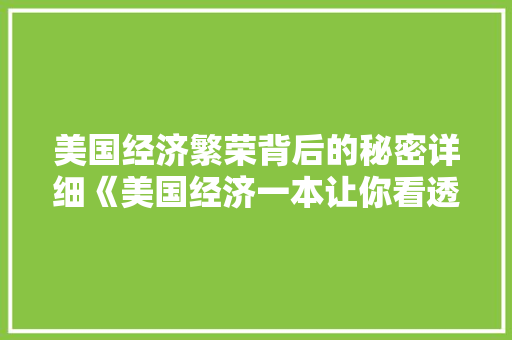 美国经济繁荣背后的秘密详细《美国经济一本让你看透》 美国经济繁荣背后的秘密详细《美国经济一本让你看透》