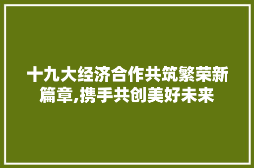 十九大经济合作共筑繁荣新篇章,携手共创美好未来 十九大经济合作共筑繁荣新篇章,携手共创美好未来
