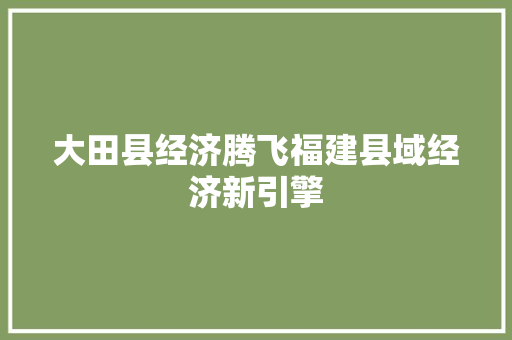 大田县经济腾飞福建县域经济新引擎 大田县经济腾飞福建县域经济新引擎