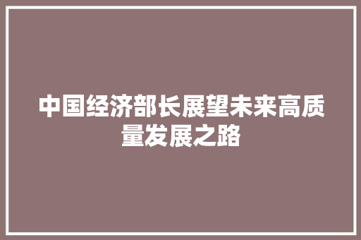 中国经济部长展望未来高质量发展之路 中国经济部长展望未来高质量发展之路
