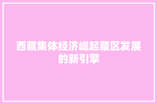 西藏集体经济崛起藏区发展的新引擎 西藏集体经济崛起藏区发展的新引擎