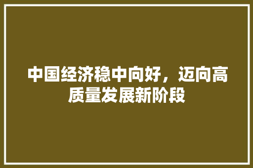 中国经济稳中向好,迈向高质量发展新阶段 中国经济稳中向好,迈向高质量发展新阶段