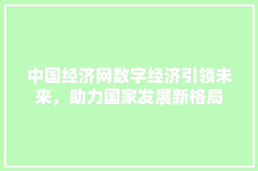中国经济网数字经济引领未来,助力国家发展新格局 中国经济网数字经济引领未来,助力国家发展新格局