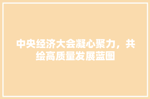 中央经济大会凝心聚力,共绘高质量发展蓝图 中央经济大会凝心聚力,共绘高质量发展蓝图