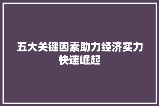 五大关键因素助力经济实力快速崛起 五大关键因素助力经济实力快速崛起