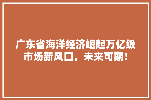 广东省海洋经济崛起万亿级市场新风口,未来可期! 广东省海洋经济崛起万亿级市场新风口,未来可期!