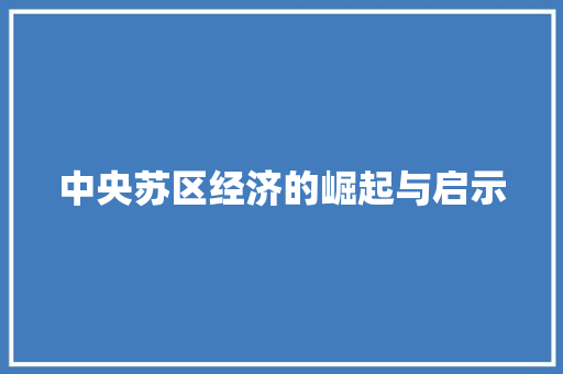 中央苏区经济的崛起与启示 中央苏区经济的崛起与启示