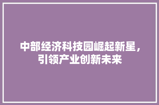 中部经济科技园崛起新星,引领产业创新未来 中部经济科技园崛起新星,引领产业创新未来