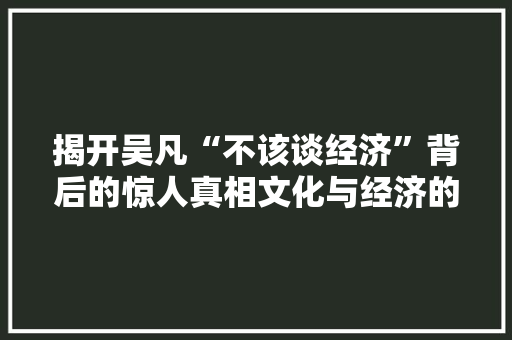 揭开吴凡“不该谈经济”背后的惊人真相文化与经济的交融之路 揭开吴凡“不该谈经济”背后的惊人真相文化与经济的交融之路