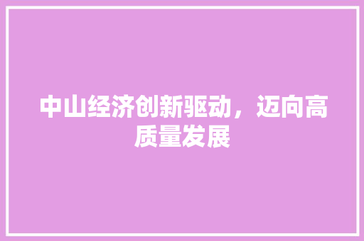 中山经济创新驱动,迈向高质量发展 中山经济创新驱动,迈向高质量发展