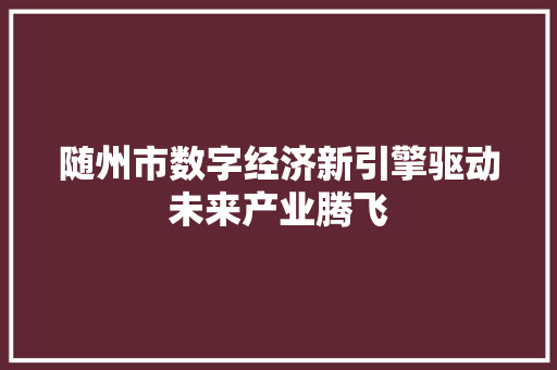 随州市数字经济新引擎驱动未来产业腾飞