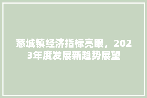 慈城镇经济指标亮眼,2023年度发展新趋势展望 慈城镇经济指标亮眼,2023年度发展新趋势展望