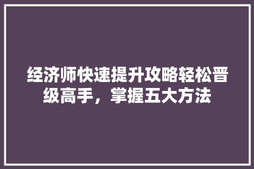 经济师快速提升攻略轻松晋级高手,掌握五大方法 经济师快速提升攻略轻松晋级高手,掌握五大方法