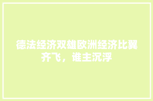德法经济双雄欧洲经济比翼齐飞,谁主沉浮 德法经济双雄欧洲经济比翼齐飞,谁主沉浮