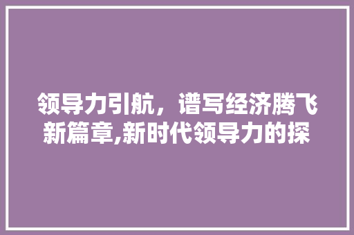 领导力引航,谱写经济腾飞新篇章,新时代领导力的探索与方法 领导力引航,谱写经济腾飞新篇章,新时代领导力的探索与方法