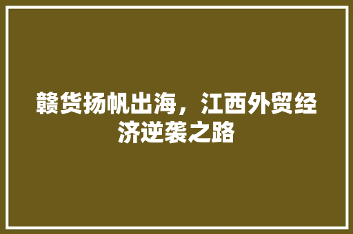 赣货扬帆出海,江西外贸经济逆袭之路 赣货扬帆出海,江西外贸经济逆袭之路