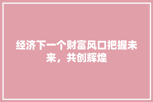 经济下一个财富风口把握未来,共创辉煌 经济下一个财富风口把握未来,共创辉煌