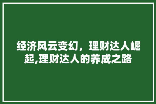 经济风云变幻,理财达人崛起,理财达人的养成之路 经济风云变幻,理财达人崛起,理财达人的养成之路