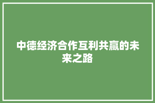 中德经济合作互利共赢的未来之路 中德经济合作互利共赢的未来之路