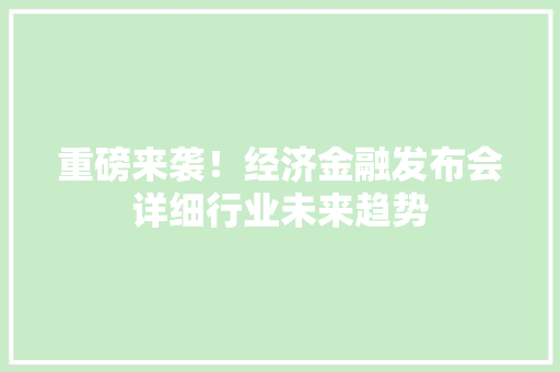 重磅来袭！经济金融发布会详细行业未来趋势