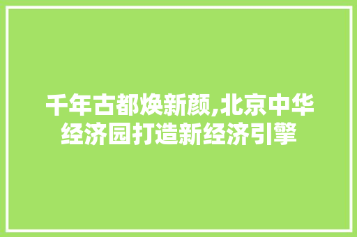 千年古都焕新颜,北京中华经济园打造新经济引擎 千年古都焕新颜,北京中华经济园打造新经济引擎