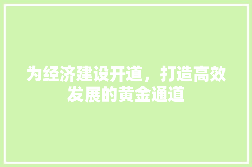 为经济建设开道,打造高效发展的黄金通道 为经济建设开道,打造高效发展的黄金通道