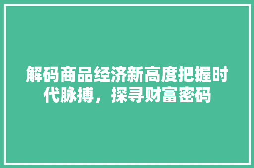 解码商品经济新高度把握时代脉搏,探寻财富密码 解码商品经济新高度把握时代脉搏,探寻财富密码