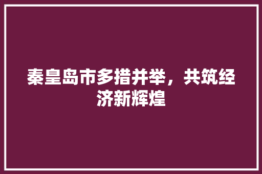 秦皇岛市多措并举,共筑经济新辉煌 秦皇岛市多措并举,共筑经济新辉煌
