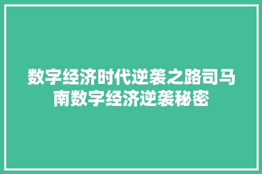 数字经济时代逆袭之路司马南数字经济逆袭秘密 数字经济时代逆袭之路司马南数字经济逆袭秘密