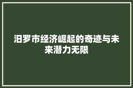 汨罗市经济崛起的奇迹与未来潜力无限 汨罗市经济崛起的奇迹与未来潜力无限