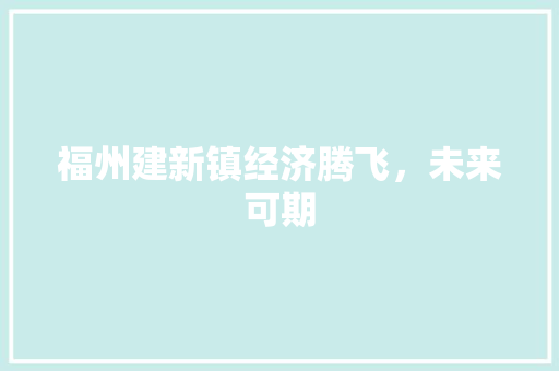 福州建新镇经济腾飞,未来可期 福州建新镇经济腾飞,未来可期