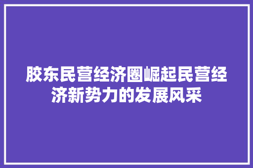 胶东民营经济圈崛起民营经济新势力的发展风采