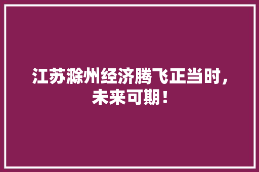 江苏滁州经济腾飞正当时,未来可期! 江苏滁州经济腾飞正当时,未来可期!