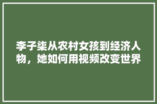 李子柒从农村女孩到经济人物,她如何用视频改变世界 李子柒从农村女孩到经济人物,她如何用视频改变世界