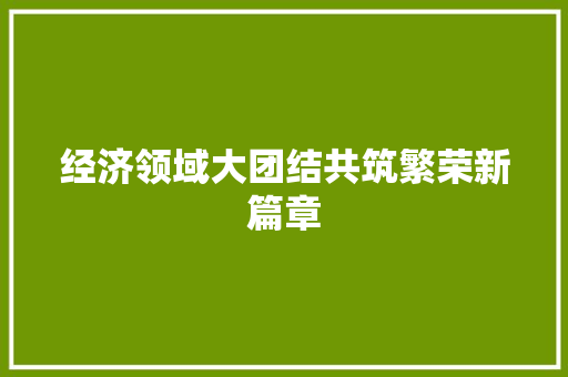 经济领域大团结共筑繁荣新篇章 经济领域大团结共筑繁荣新篇章