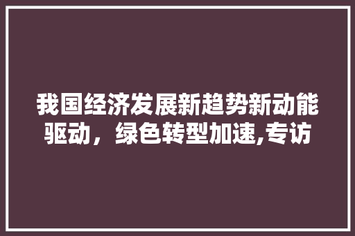 我国经济发展新趋势新动能驱动,绿色转型加速,专访经济日报宋斌 我国经济发展新趋势新动能驱动,绿色转型加速,专访经济日报宋斌