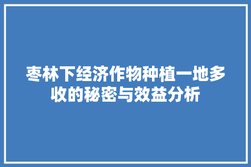 枣林下经济作物种植一地多收的秘密与效益分析 枣林下经济作物种植一地多收的秘密与效益分析
