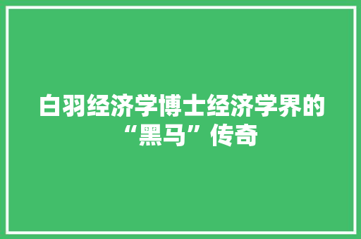 白羽经济学博士经济学界的“黑马”传奇 白羽经济学博士经济学界的“黑马”传奇