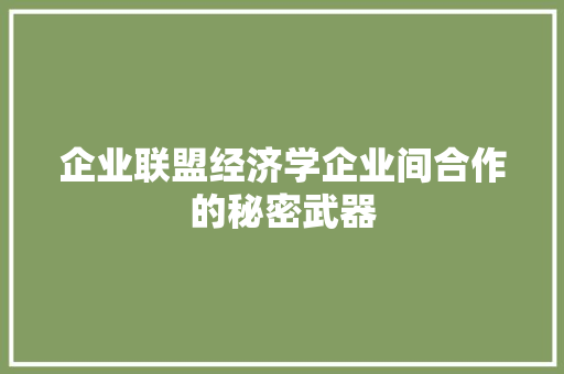 企业联盟经济学企业间合作的秘密武器 企业联盟经济学企业间合作的秘密武器