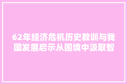 62年经济危机历史教训与我国发展启示从困境中汲取智慧，迈向高质量发展
